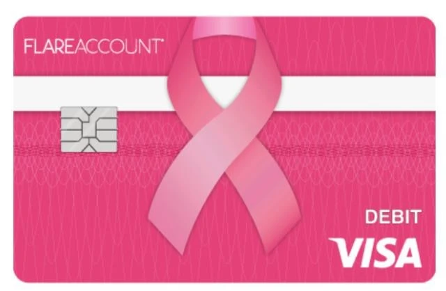 image of a Flare Account Pink Debit Visa Card